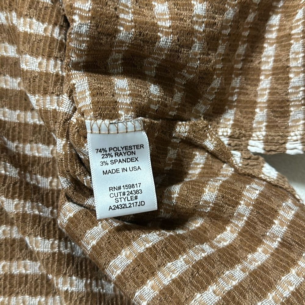 ALTAR’D STATE XS White Tan Soft Striped Kameron Urban Ribbed V-Neck Tunic Top - Picture 16 of 16